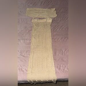 SHEIN Strapless Cream Knit Skirt/Bandeau Top Set